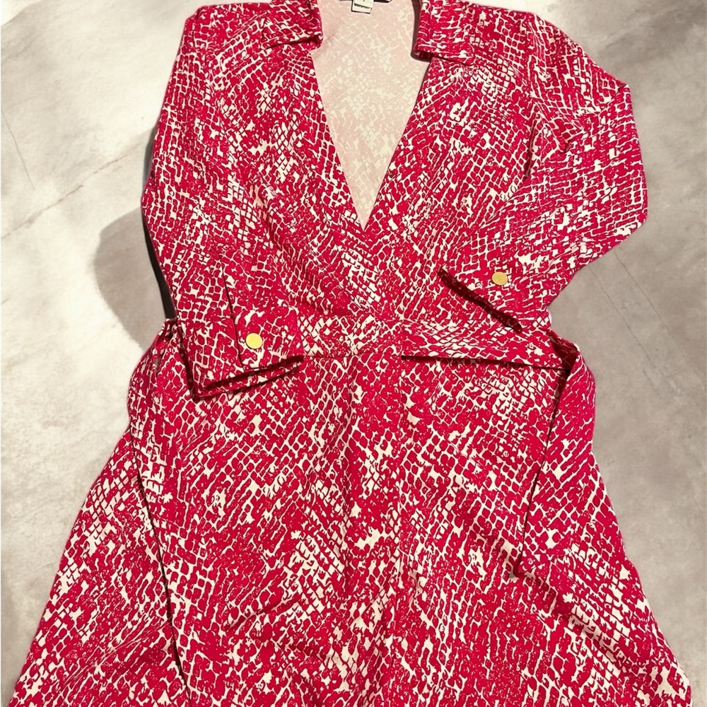 Diane Von Furstenberg Red and White Snakeskin Dress